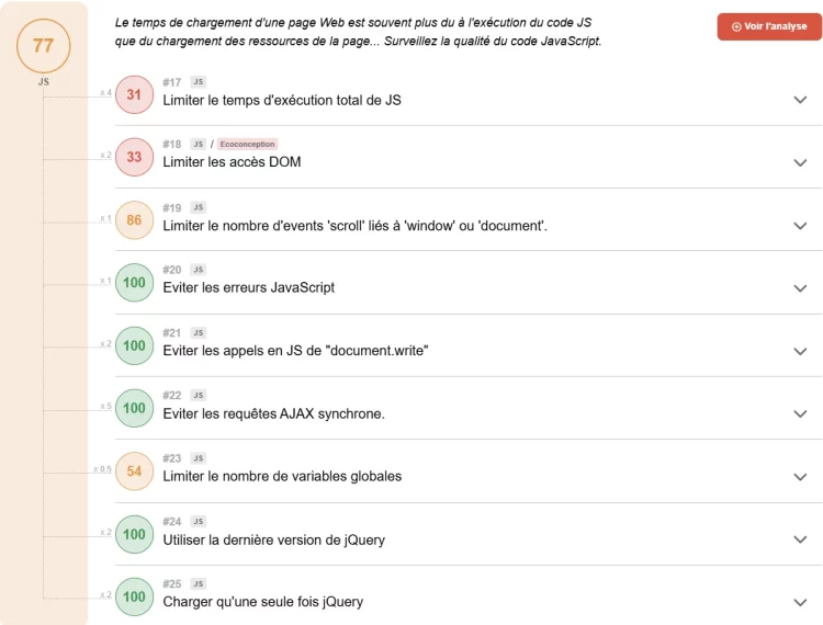 Recommandations JavaScript de MilleCheck.ai