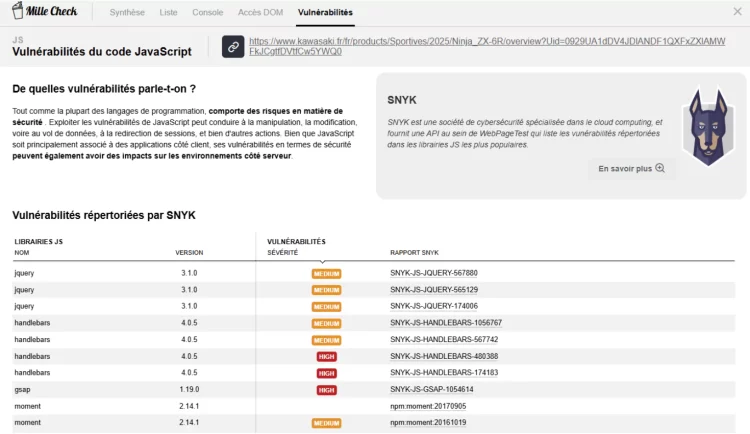 Outil de test de vulnérabilités du code JavaScript