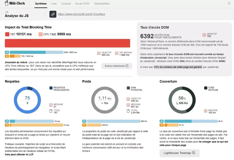 Vue complémentaire de MilleCheck.ai : Analyse du JS 